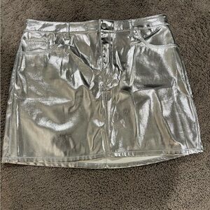 LOFT Metallic Silver Mini Skirt